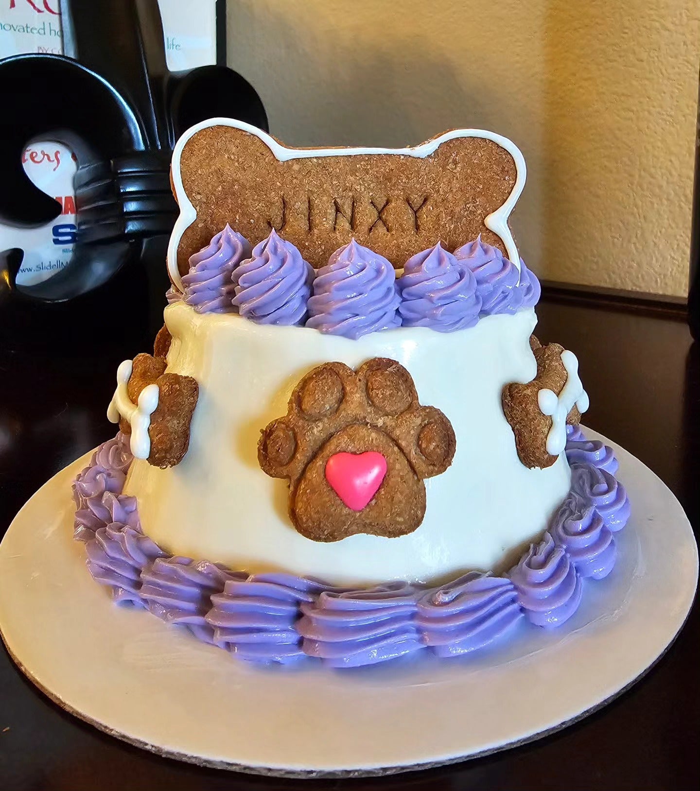 Cake with bone topper